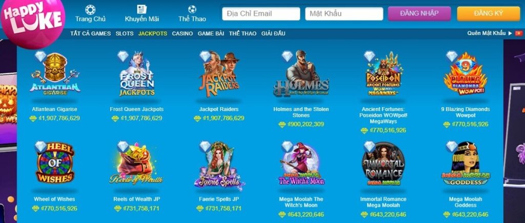 Có nhiều tựa game Jackpot tại HappyLuke