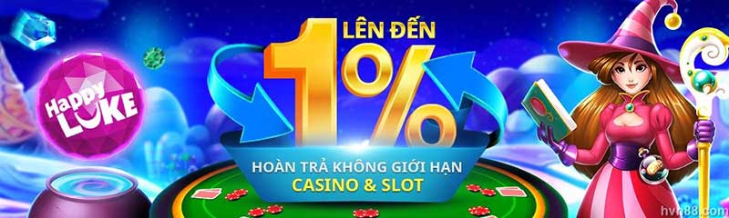 happyluke hoàn trả khi chơi casino và slot